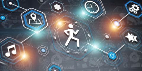 3D rendering runnig app modern interface