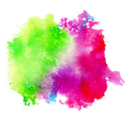 Colorful abstract watercolor texture stain with splashes and spatters. Modern creative watercolor background for trendy design.