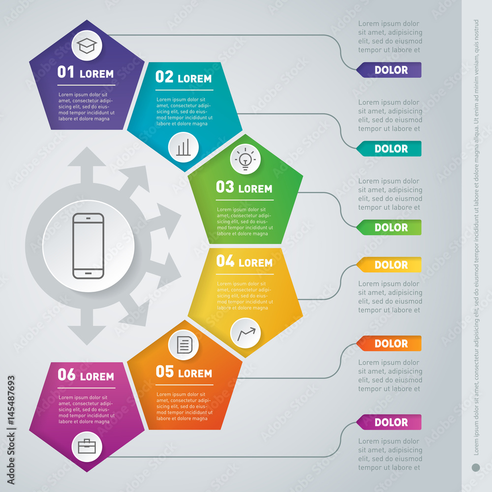Poster part of the report with icons set. vector infographic of technology or education process. business p