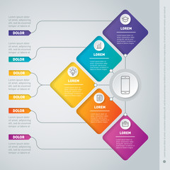 Infographic or timeline of technology or education process. Business presentation concept with 5 options. Web Template of a info chart or diagram. Part of the report with icons set.