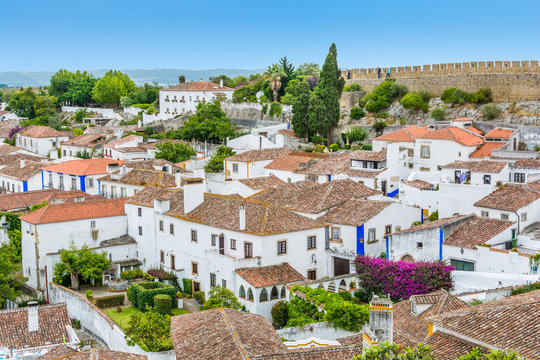 Scenic summer sight in Obidos, Leiria District, Portugal