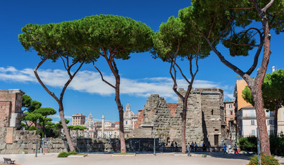 Fototapeta premium ROME, ITALY - September 8 2016: Via dei Fori Imperiali (meaning Imperial Fora street). View of the old town