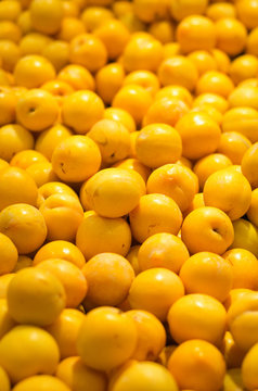 Organic yellow plum in supermarket
