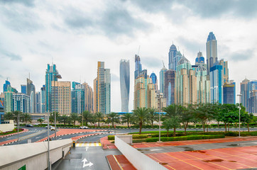 Dubai Marina after rain view