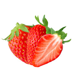 Two and half strawberry on white