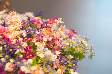 Colorful flower decor with blank copy space