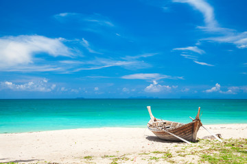 Naklejka na ściany i meble beach and fishing boat, koh Lanta, Thailand