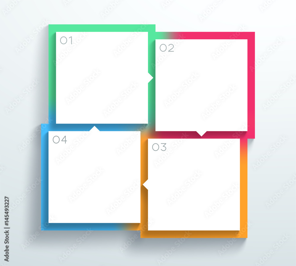 Poster vector color 3d square text boxes 1 to 4 cycle infographic a