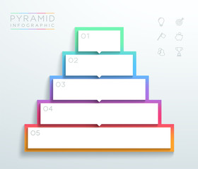 Vector 3d Text Boxes 1 to 5 Stacked Pyramid Infographic B