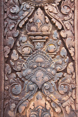 detail of stone carvings in Angkor wat, Cambodia
