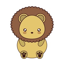 kawaii lion animal icon over white background. colorful design. vector illustration