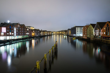 Fototapeta premium Trondheim at night, Norway March 2017