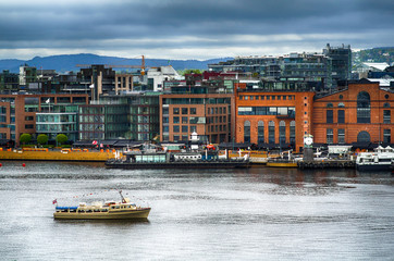 Aker Brygge aerial view in Oslo, Norway