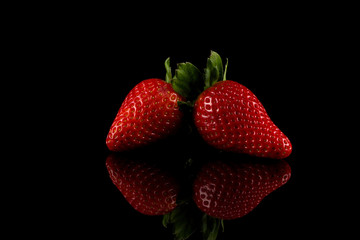 Red ripe strawberry fruits