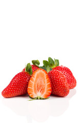 Red ripe strawberry fruits