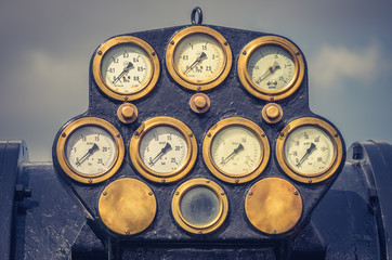 Control panel of old steam engine
