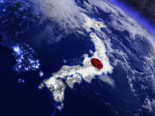 Japan with embedded flag from space