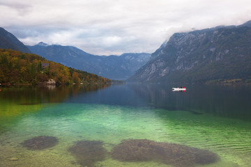 Slovenia,  boat on Lake Bohin
