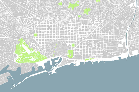 map of the city of Barcelona, Spain