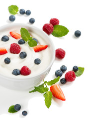 Yogurt with berries.
