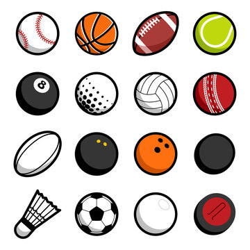 Vector play sport balls logo icon isolated objects set on white background