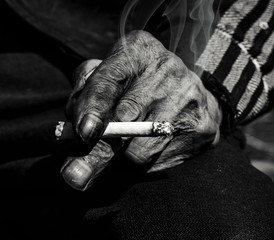 Old man smoking