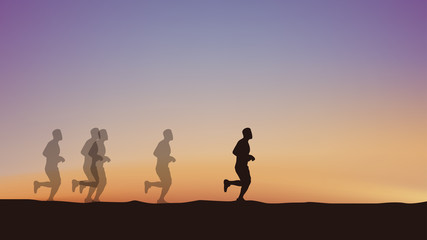 Fototapeta premium runner on sunset