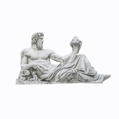 Fototapeta na wymiar Isolated at white background statue of Neptune in Rome