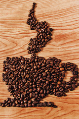 the coffee beans on old table