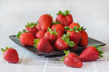 Fresh red ripe  strawberries ready to  eat