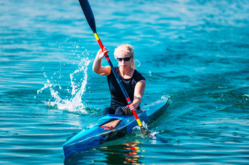 Female athlete in kayak