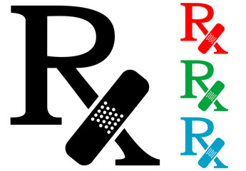 Icono plano RX con tirita varios colores