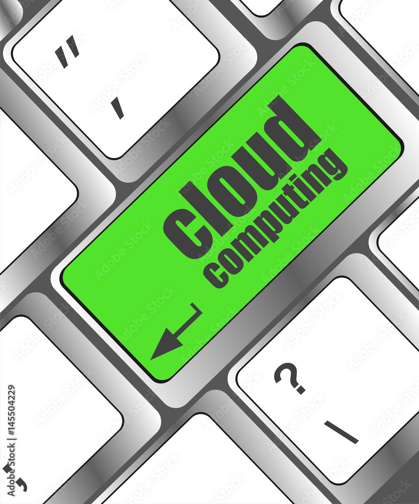 Aufkleber computer keyboard for cloud computing, business concept