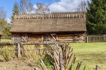 Old house in Kashubian Ethnographic Park in Wdzydze Kiszewskie. Poland.
