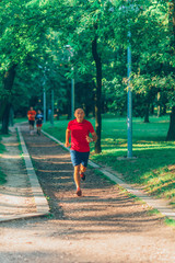 Senior man exercising in the park