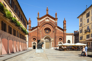 Fototapeta premium Red church in Milan. Italy