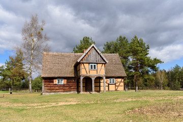 Old house in Kashubian Ethnographic Park in Wdzydze Kiszewskie. Poland.