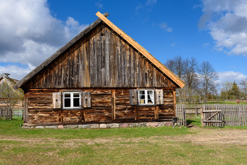 Old house in Kashubian Ethnographic Park in Wdzydze Kiszewskie. Poland.