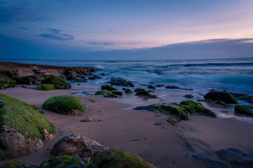Paisaje del atardecer en la playa