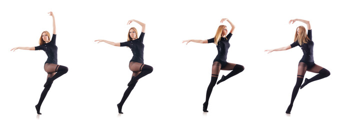 Woman dancing isolated on the white
