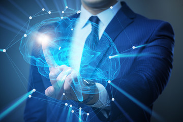 Businessman in artificial intelligence concept