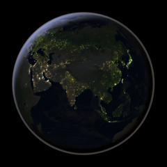 Asia from space at night