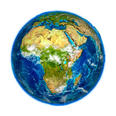 Africa on detailed model of Earth