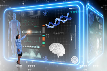 Woman doctor in futuristic medical concept