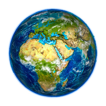 EMEA region on detailed model of Earth