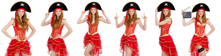Woman pirate isolated on white