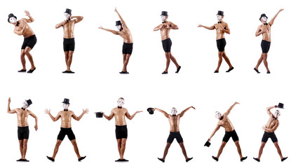 Obraz premium Naked muscular mime isolated on white