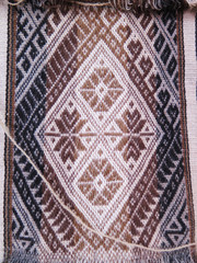 Natural dyed wool yarn in the peruvian Andes at Cuzco