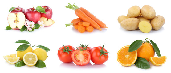 Obst und Gemüse Früchte Sammlung Äpfel, Orangen Essen Freisteller