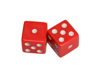 Two dice showing one and five